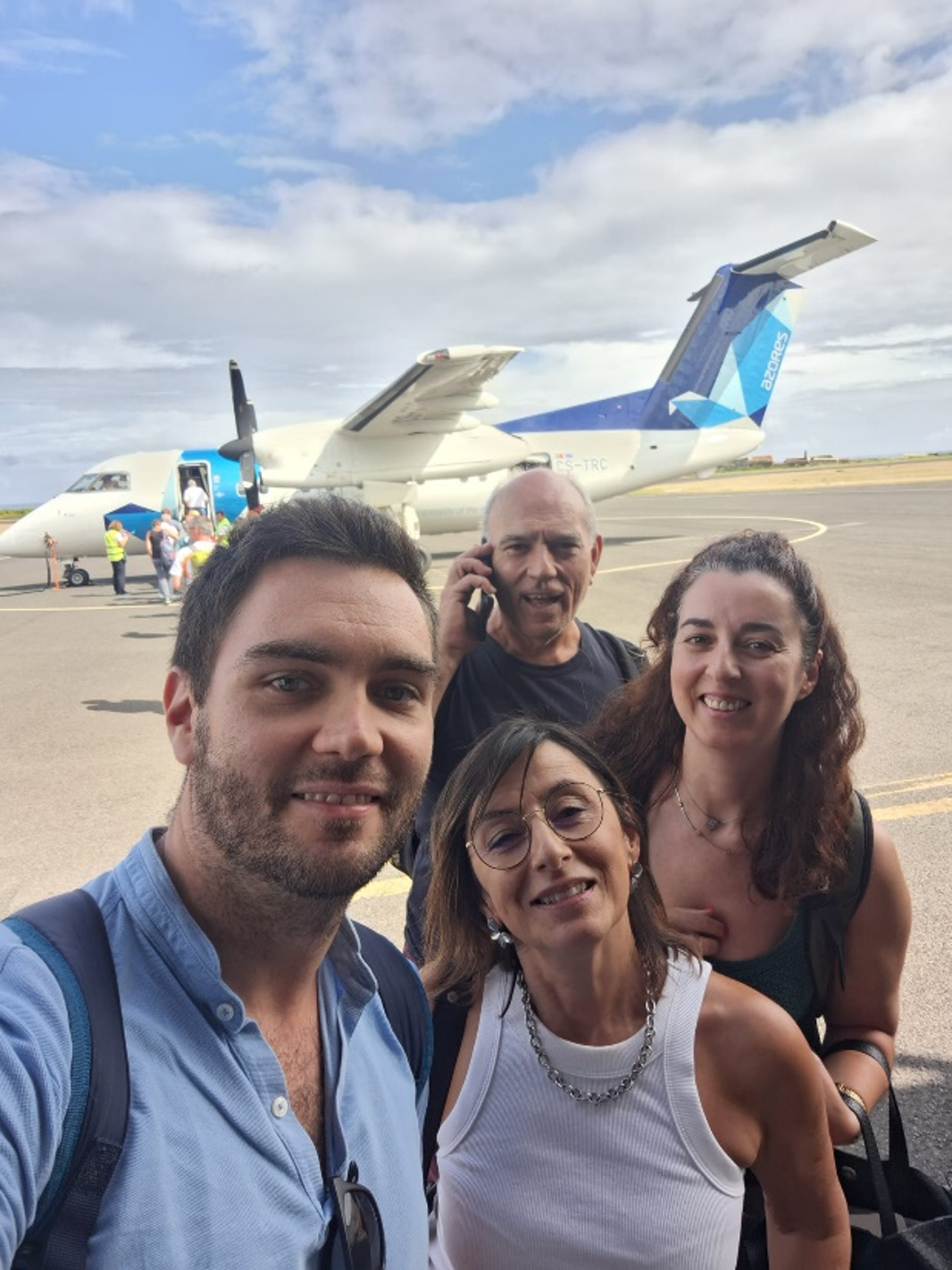 Members of the Azorean ESMI Team, departing from Graciosa Island (left to right- front: Pedro Lopes and Manuela Lima; back: Carlos Gonzalez and Mafalda Raposo)